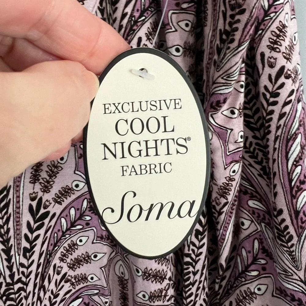 Soma Cool Nights Purple Print Night Shirt Size M - Picture 5 of 6